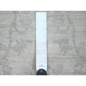 2'5"x11'7" Pearl White, Washed Out Peshawar with All Over Leaf Design, Hand Knotted, 100% Wool, Vegetable Dyes, Runner, Oriental Rug FWR123012