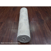 Load image into Gallery viewer, 2&#39;5&quot;x11&#39;7&quot; Pearl White, Washed Out Peshawar With All Over Leaf Design, Hand Knotted, 100% Wool, Vegetable Dyes, Runner, Oriental Rug FWR123012