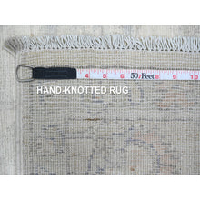Load image into Gallery viewer, 2&#39;5&quot;x11&#39;7&quot; Pearl White, Washed Out Peshawar With All Over Leaf Design, Hand Knotted, 100% Wool, Vegetable Dyes, Runner, Oriental Rug FWR123012