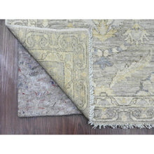 Load image into Gallery viewer, 2&#39;8&quot;x11&#39;9&quot; Stone Gray, Washed Out Peshawar With Floral Pattern, Hand Knotted, Vegetable Dyes, 100% Wool, Runner, Oriental Rug FWR123024