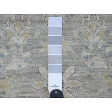 Load image into Gallery viewer, 2&#39;8&quot;x11&#39;9&quot; Stone Gray, Washed Out Peshawar With Floral Pattern, Hand Knotted, Vegetable Dyes, 100% Wool, Runner, Oriental Rug FWR123024