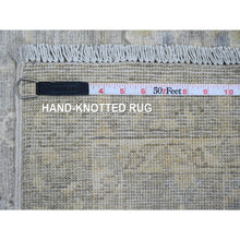 Load image into Gallery viewer, 2&#39;8&quot;x11&#39;9&quot; Stone Gray, Washed Out Peshawar with Floral Pattern, Hand Knotted, Vegetable Dyes, 100% Wool, Runner, Oriental Rug FWR123024