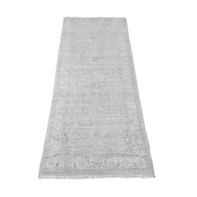 Load image into Gallery viewer, 2&#39;5&quot;x5&#39;8&quot; Oyster Gray, Hand Knotted, Washed Out Peshawar with All Over Pattern, Veggie Dyes, 100% Wool, Short Runner, Oriental Rug FWR123036