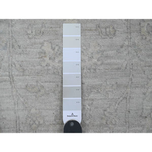 2'5"x5'8" Oyster Gray, Hand Knotted, Washed Out Peshawar with All Over Pattern, Veggie Dyes, 100% Wool, Short Runner, Oriental Rug FWR123036