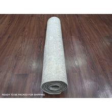 Load image into Gallery viewer, 2&#39;5&quot;x5&#39;8&quot; Oyster Gray, Hand Knotted, Washed Out Peshawar with All Over Pattern, Veggie Dyes, 100% Wool, Short Runner, Oriental Rug FWR123036