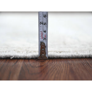 2'5"x5'8" Oyster Gray, Hand Knotted, Washed Out Peshawar with All Over Pattern, Veggie Dyes, 100% Wool, Short Runner, Oriental Rug FWR123036