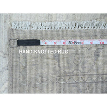 Load image into Gallery viewer, 2&#39;5&quot;x5&#39;8&quot; Oyster Gray, Hand Knotted, Washed Out Peshawar with All Over Pattern, Veggie Dyes, 100% Wool, Short Runner, Oriental Rug FWR123036