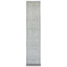 Load image into Gallery viewer, 2&#39;8&quot;x16&#39;1&quot; Misty Gray, Stone Washed Peshawar with All Over Leaf Design, Hand Knotted, Vegetable Dyes, 100% Wool, XL Runner, Oriental Rug FWR123042