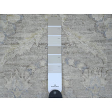 Load image into Gallery viewer, 2&#39;8&quot;x16&#39;1&quot; Misty Gray, Stone Washed Peshawar with All Over Leaf Design, Hand Knotted, Vegetable Dyes, 100% Wool, XL Runner, Oriental Rug FWR123042