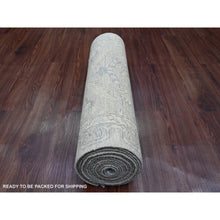 Load image into Gallery viewer, 2&#39;8&quot;x16&#39;1&quot; Misty Gray, Stone Washed Peshawar with All Over Leaf Design, Hand Knotted, Vegetable Dyes, 100% Wool, XL Runner, Oriental Rug FWR123042