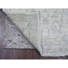 Load image into Gallery viewer, 2&#39;5&quot;x11&#39;1&quot; Bone White, Washed Out Peshawar with All Over Leaf Design, Hand Knotted, Natural Dyes, 100% Wool, Runner, Oriental Rug FWR123054