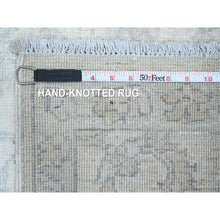 Load image into Gallery viewer, 2&#39;5&quot;x11&#39;1&quot; Bone White, Washed Out Peshawar with All Over Leaf Design, Hand Knotted, Natural Dyes, 100% Wool, Runner, Oriental Rug FWR123054