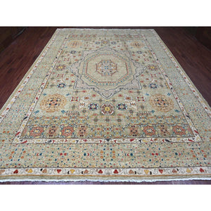 10'x13'4" Laurel Green, 14th Century Mamluk Dynasty Pattern with Large Medallion Design, Hand Knotted, High Mountain Wool, Natural Dyes, Oriental Rug FWR123060