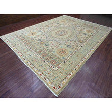 Load image into Gallery viewer, 10&#39;x13&#39;4&quot; Laurel Green, 14th Century Mamluk Dynasty Pattern with Large Medallion Design, Hand Knotted, High Mountain Wool, Natural Dyes, Oriental Rug FWR123060