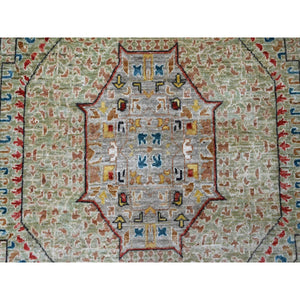 10'x13'4" Laurel Green, 14th Century Mamluk Dynasty Pattern with Large Medallion Design, Hand Knotted, High Mountain Wool, Natural Dyes, Oriental Rug FWR123060