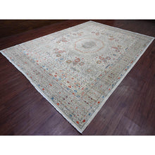 Load image into Gallery viewer, 10&#39;x14&#39;1&quot; Cloud Gray, 14th Century Mamluk Dynasty Pattern With Large Medallion Design, High Mountain Wool, Hand Knotted, Natural Dyes, Oriental Rug FWR123066