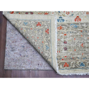 10'x14'1" Cloud Gray, 14th Century Mamluk Dynasty Pattern With Large Medallion Design, High Mountain Wool, Hand Knotted, Natural Dyes, Oriental Rug FWR123066