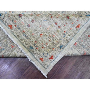 10'x14'1" Cloud Gray, 14th Century Mamluk Dynasty Pattern With Large Medallion Design, High Mountain Wool, Hand Knotted, Natural Dyes, Oriental Rug FWR123066
