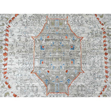 Load image into Gallery viewer, 10&#39;x14&#39;1&quot; Cloud Gray, 14th Century Mamluk Dynasty Pattern With Large Medallion Design, High Mountain Wool, Hand Knotted, Natural Dyes, Oriental Rug FWR123066