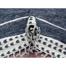 Load image into Gallery viewer, 10&#39;4&quot;x14&#39;2&quot; Charcoal Black, Moroccan Weave with Line Design, Soft Wool, Tone on Tone, Hand Knotted, Textured Pile, Oriental Rug FWR123138