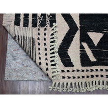 Load image into Gallery viewer, 9&#39;4&quot;x12&#39;10&quot; Jade Black, Hand Knotted, Moroccan Weave with Geometric and Ethnic Design, Soft Wool, Tone on Tone, Textured Pile, Oriental Rug FWR123144