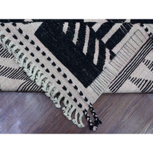Load image into Gallery viewer, 9&#39;4&quot;x12&#39;10&quot; Jade Black, Hand Knotted, Moroccan Weave With Geometric And Ethnic Design, Soft Wool, Tone On Tone, Textured Pile, Oriental Rug FWR123144