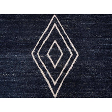 Load image into Gallery viewer, 9&#39;4&quot;x12&#39;10&quot; Jade Black, Hand Knotted, Moroccan Weave with Geometric and Ethnic Design, Soft Wool, Tone on Tone, Textured Pile, Oriental Rug FWR123144