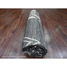 Load image into Gallery viewer, 9&#39;4&quot;x12&#39;10&quot; Jade Black, Hand Knotted, Moroccan Weave with Geometric and Ethnic Design, Soft Wool, Tone on Tone, Textured Pile, Oriental Rug FWR123144