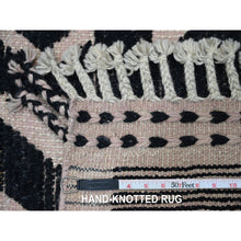 Load image into Gallery viewer, 9&#39;4&quot;x12&#39;10&quot; Jade Black, Hand Knotted, Moroccan Weave with Geometric and Ethnic Design, Soft Wool, Tone on Tone, Textured Pile, Oriental Rug FWR123144