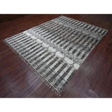 Load image into Gallery viewer, 8&#39;x10&#39;3&quot; Shades of Gray, Moroccan Weave with Geometric Design, Hand Knotted, Soft Wool, Tone on Tone, Textured Pile, Oriental Rug FWR123150