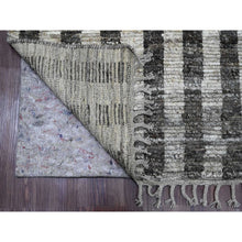 Load image into Gallery viewer, 8&#39;x10&#39;3&quot; Shades of Gray, Moroccan Weave with Geometric Design, Hand Knotted, Soft Wool, Tone on Tone, Textured Pile, Oriental Rug FWR123150