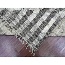 Load image into Gallery viewer, 8&#39;x10&#39;3&quot; Shades of Gray, Moroccan Weave with Geometric Design, Hand Knotted, Soft Wool, Tone on Tone, Textured Pile, Oriental Rug FWR123150