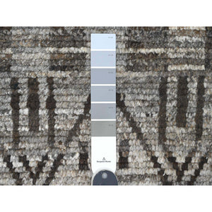 8'x10'3" Shades of Gray, Moroccan Weave with Geometric Design, Hand Knotted, Soft Wool, Tone on Tone, Textured Pile, Oriental Rug FWR123150