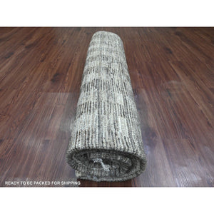8'x10'3" Shades of Gray, Moroccan Weave with Geometric Design, Hand Knotted, Soft Wool, Tone on Tone, Textured Pile, Oriental Rug FWR123150