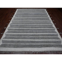 Load image into Gallery viewer, 8&#39;x10&#39;7&quot; Spanish Gray, Moroccan Weave with Geometric Pattern, Soft Wool, Hand Knotted, Tone on Tone, Textured Pile, Oriental Rug FWR123156