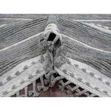 Load image into Gallery viewer, 8&#39;x10&#39;7&quot; Spanish Gray, Moroccan Weave with Geometric Pattern, Soft Wool, Hand Knotted, Tone on Tone, Textured Pile, Oriental Rug FWR123156