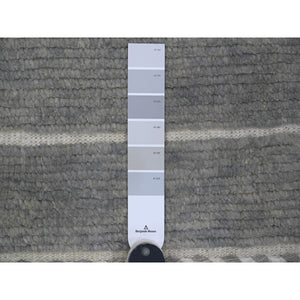 8'x10'7" Spanish Gray, Moroccan Weave with Geometric Pattern, Soft Wool, Hand Knotted, Tone on Tone, Textured Pile, Oriental Rug FWR123156