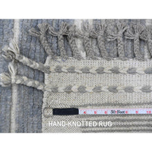 Load image into Gallery viewer, 8&#39;x10&#39;7&quot; Spanish Gray, Moroccan Weave with Geometric Pattern, Soft Wool, Hand Knotted, Tone on Tone, Textured Pile, Oriental Rug FWR123156