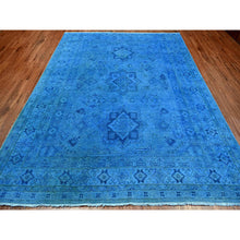 Load image into Gallery viewer, 8&#39;x10&#39; Imperial Blue, Overdyed Kazak With Star Medallion Design, Pure Wool, Hand Knotted, Oriental Rug FWR123162