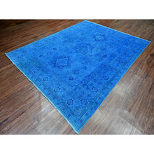 Load image into Gallery viewer, 8&#39;x10&#39; Imperial Blue, Overdyed Kazak With Star Medallion Design, Pure Wool, Hand Knotted, Oriental Rug FWR123162