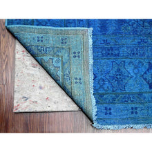 Load image into Gallery viewer, 8&#39;x10&#39; Imperial Blue, Overdyed Kazak With Star Medallion Design, Pure Wool, Hand Knotted, Oriental Rug FWR123162