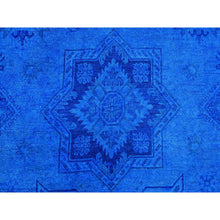 Load image into Gallery viewer, 8&#39;x10&#39; Imperial Blue, Overdyed Kazak With Star Medallion Design, Pure Wool, Hand Knotted, Oriental Rug FWR123162
