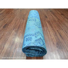 Load image into Gallery viewer, 8&#39;x10&#39; Imperial Blue, Overdyed Kazak With Star Medallion Design, Pure Wool, Hand Knotted, Oriental Rug FWR123162