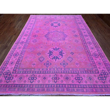 Load image into Gallery viewer, 8&#39;6&quot;x11&#39;4&quot; Taffy Pink, Overdyed Kazak With Tribal Medallion Design, Hand Knotted, 100% Wool, Oriental Rug FWR123168