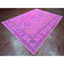 Load image into Gallery viewer, 8&#39;6&quot;x11&#39;4&quot; Taffy Pink, Overdyed Kazak With Tribal Medallion Design, Hand Knotted, 100% Wool, Oriental Rug FWR123168