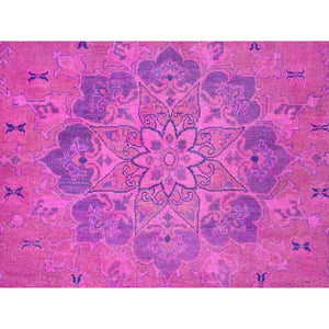 8'6"x11'4" Taffy Pink, Overdyed Kazak With Tribal Medallion Design, Hand Knotted, 100% Wool, Oriental Rug FWR123168