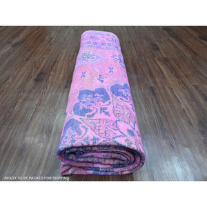 8'6"x11'4" Taffy Pink, Overdyed Kazak With Tribal Medallion Design, Hand Knotted, 100% Wool, Oriental Rug FWR123168
