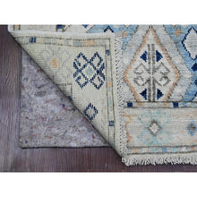 Load image into Gallery viewer, 3&#39;1&quot;x11&#39;8&quot; Chiffon White, Anatolian Village Inspired Design with Geometric Pattern, High Mountain Wool, Vegetable Dyes, Hand Knotted, Runner, Oriental Rug FWR123180