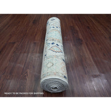 Load image into Gallery viewer, 3&#39;1&quot;x11&#39;8&quot; Chiffon White, Anatolian Village Inspired Design With Geometric Pattern, High Mountain Wool, Vegetable Dyes, Hand Knotted, Runner, Oriental Rug FWR123180