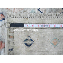 Load image into Gallery viewer, 3&#39;1&quot;x11&#39;8&quot; Chiffon White, Anatolian Village Inspired Design With Geometric Pattern, High Mountain Wool, Vegetable Dyes, Hand Knotted, Runner, Oriental Rug FWR123180